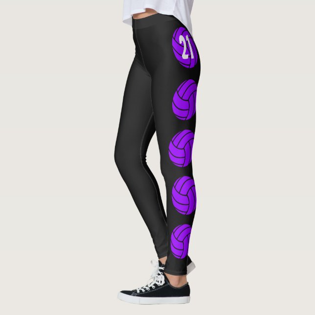Purple Customisable Volleyball Leggings (Left)