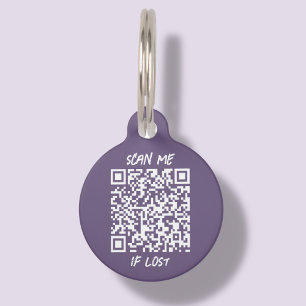 Purple Customizable QR Code Scan Pet ID Tag