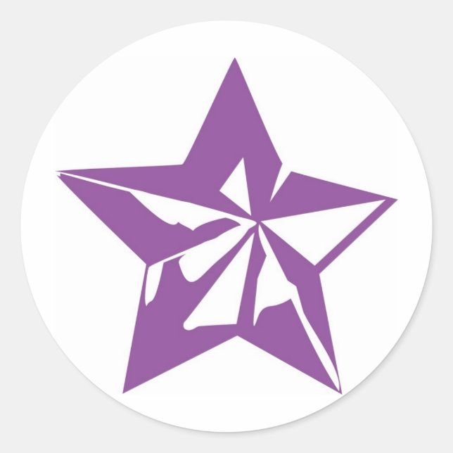 Purple Cut Out Star Classic Round Sticker (Front)