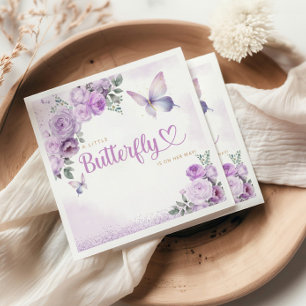 Purple cute a little butterfly girl baby shower    napkin