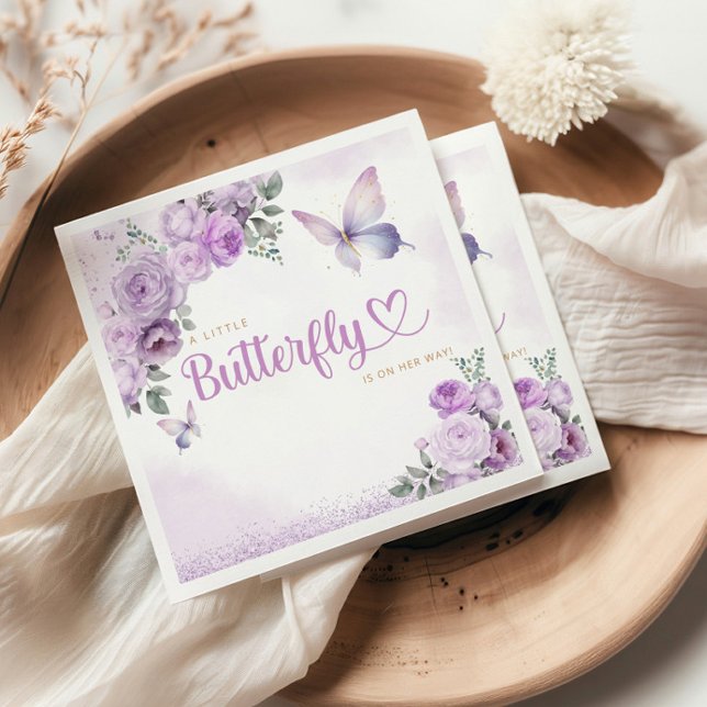 Purple cute a little butterfly girl baby shower    napkin (Creator Uploaded)