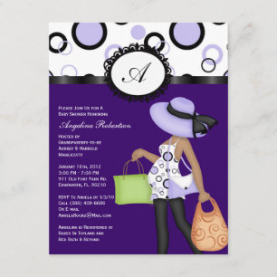 Purple Cute Baby Shower Invites