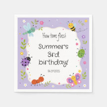 Purple Cute Bugs Girls Birthday