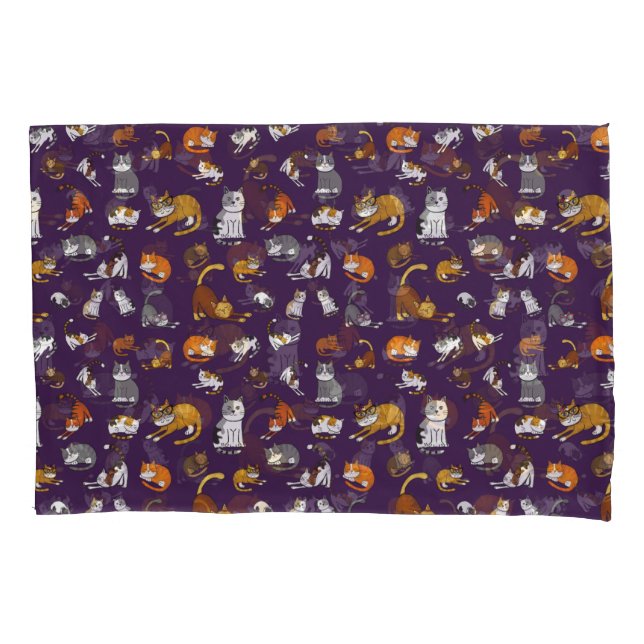 purple cute cat pattern design for cat lovers- pillowcase (Front)