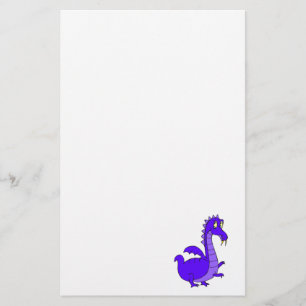 Purple Cute Cuddly Dragon Stationery