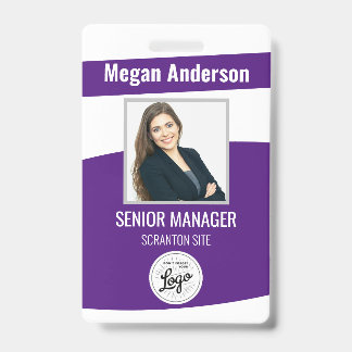 Purple Cute Employee Photo ID Badge