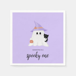 Purple Cute Halloween First Birthday Party Napkin