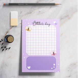 Purple Cute Hearts Stars Butterflies Add Name Post-it Notes