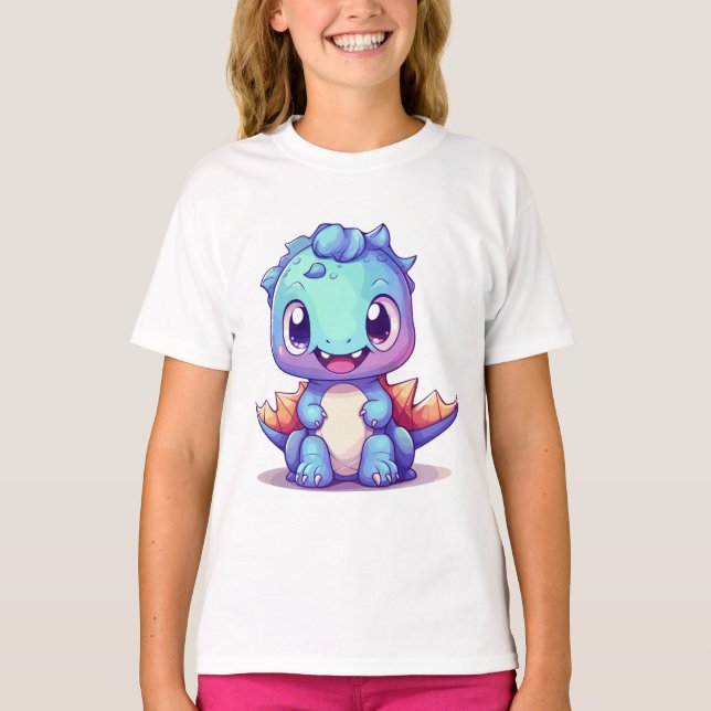 Purple Cute Kawaii Dragon T-Shirt (Front)