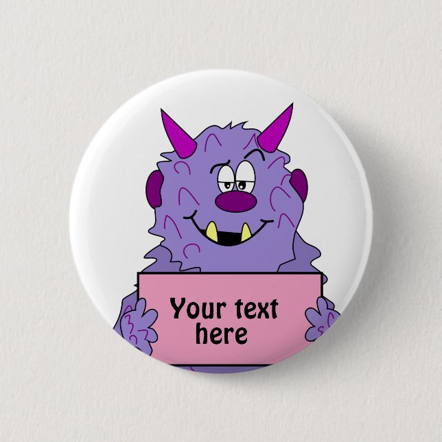 Purple Cute Monster Customisable Template 6 Cm Round Badge (Front)