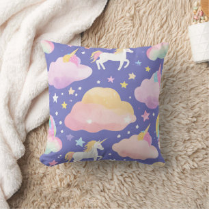 Purple Cute Rainbow unicorn birthday girls kids Cushion