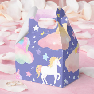 Purple Cute Rainbow unicorn birthday girls kids Favour Box
