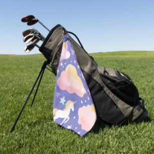 Purple Cute Rainbow unicorn birthday girls  kids Golf Towel