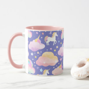 Purple Cute Rainbow unicorn birthday girls  kids Mug