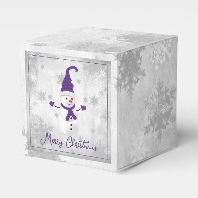 Purple Cute Snowman Favour Box (Front Side)