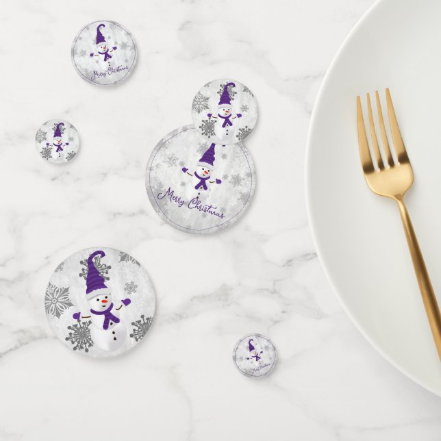 Purple Cute Snowman Table Confetti (Group)