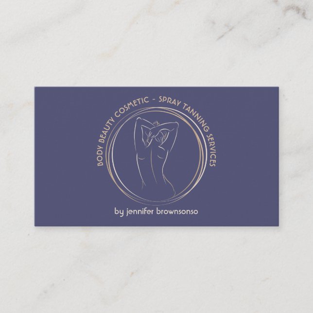 Purple Cute Spray Tan Body Sculpting Contouring Business Card (Front)