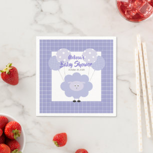 Purple Cute Sweet Lamb Modern Simple Baby Shower Napkin
