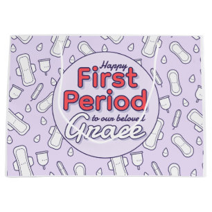 Purple Cute Tampon Pad First Period Party Large Gift Bag