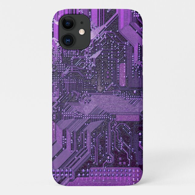 Purple Cyber Circuit Board Tech Art Electronics Case-Mate iPhone Case (Back)
