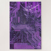 Purple Cyber Circuit Board Tech Art Electronics