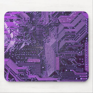 Purple Cyber Circuit Board Tech Art Electronics Mouse Mat