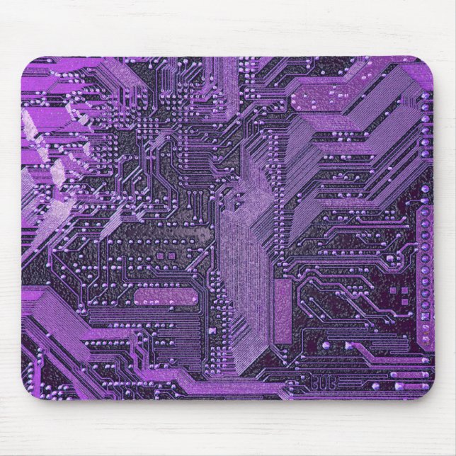 Purple Cyber Circuit Board Tech Art Electronics Mouse Mat (Front)
