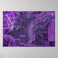 Purple Cyber Circuit Board Tech Art Electronics