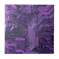 Purple Cyber Circuit Board Tech Art Electronics