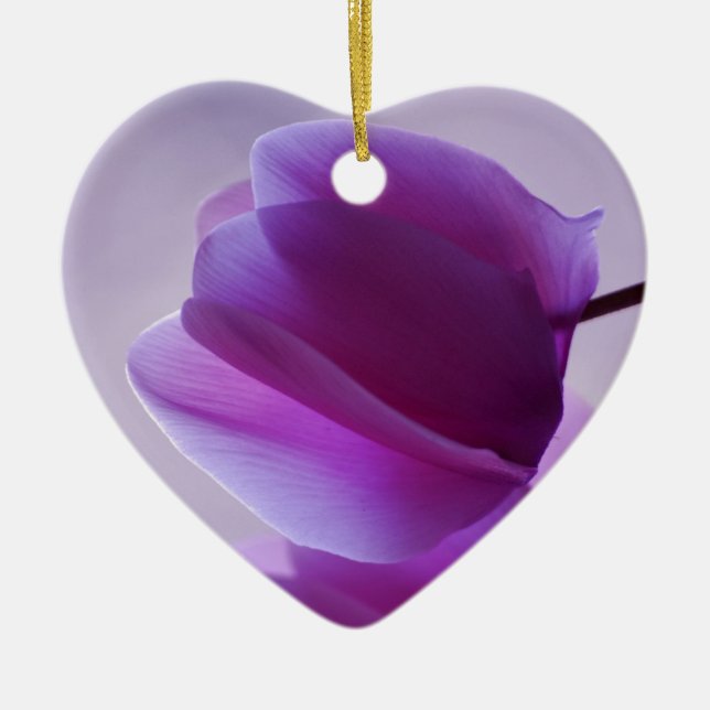Purple Cyclamen Ceramic Tree Decoration (Front)