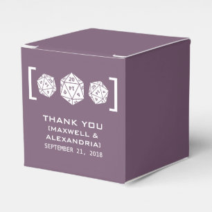 Purple D20 Dice Gamer Favour Boxes