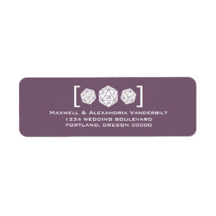 Purple D20 Dice Gamer Wedding Address Labels