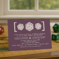 Purple D20 Dice Gamer Wedding Invitation