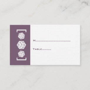 Purple D20 Dice Gamer Wedding Place Card