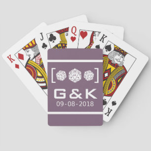 Purple D20 Dice Gamer Wedding Playing Cards