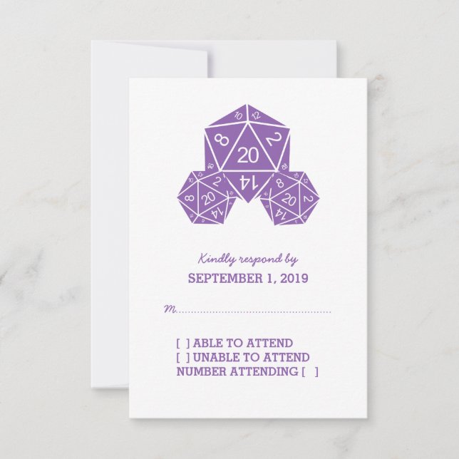 Purple D20 Dice Response Card (Front)