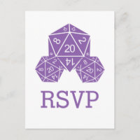 Purple D20 Dice Response Postcard