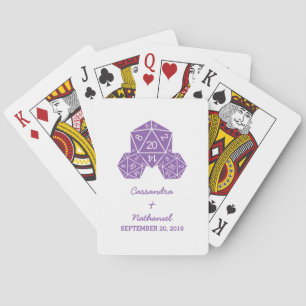 Purple D20 Dice Wedding Playing Cards