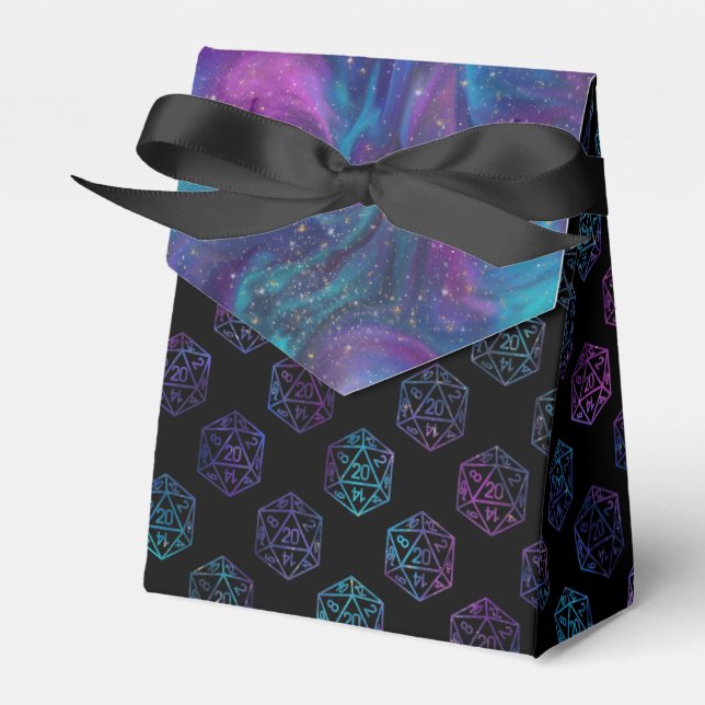 Purple D20 Pattern | RPG Tabletop Role Player Dice Favour Box (Front Side)