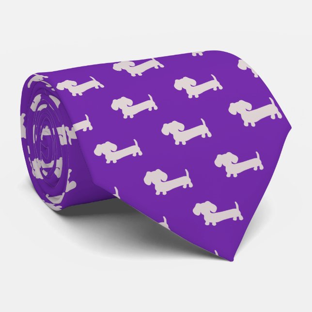 Purple Dachshund Dad Necktie – Fathers Day Gift  (Rolled)