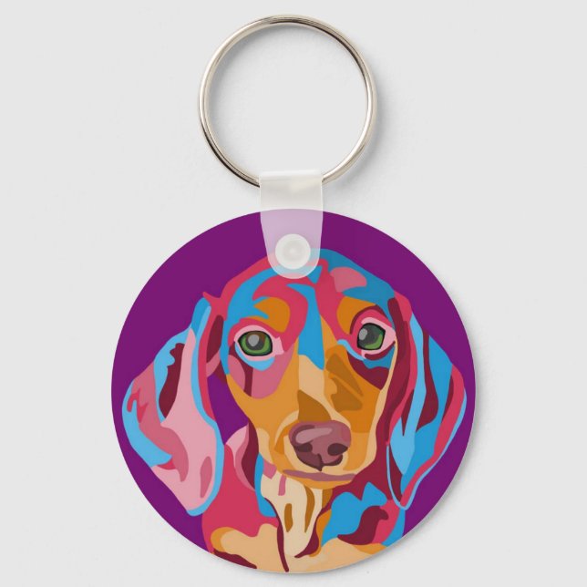 Purple Dachshund Key Ring (Front)