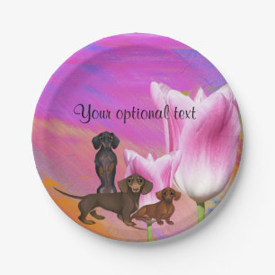 Purple Dachshund Paper Party Plates