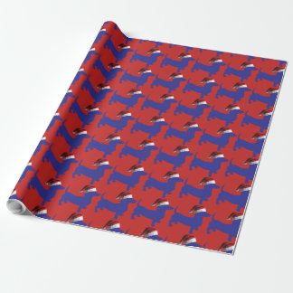 Purple Dachshund Santa Claus Wrapping Paper