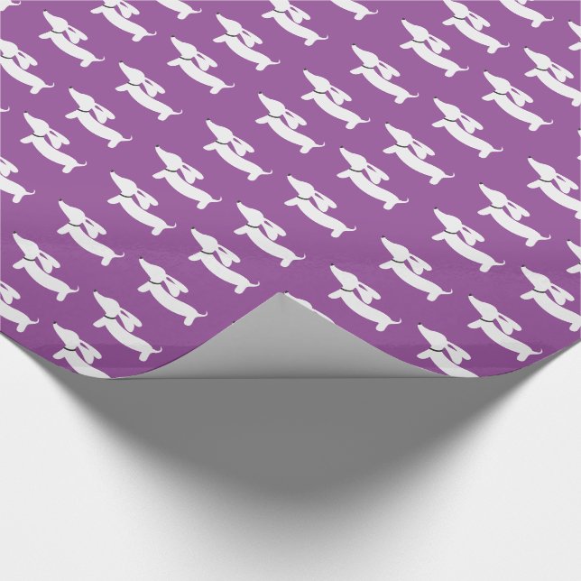 Purple Dachshund Wiener Dog Gift Wrap Paper (Corner)