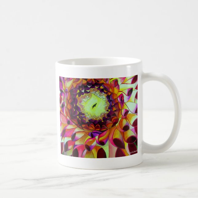 Purple Dahlia abstract original flower art Coffee Mug (Right)