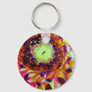 Purple Dahlia abstract original flower art Key Ring
