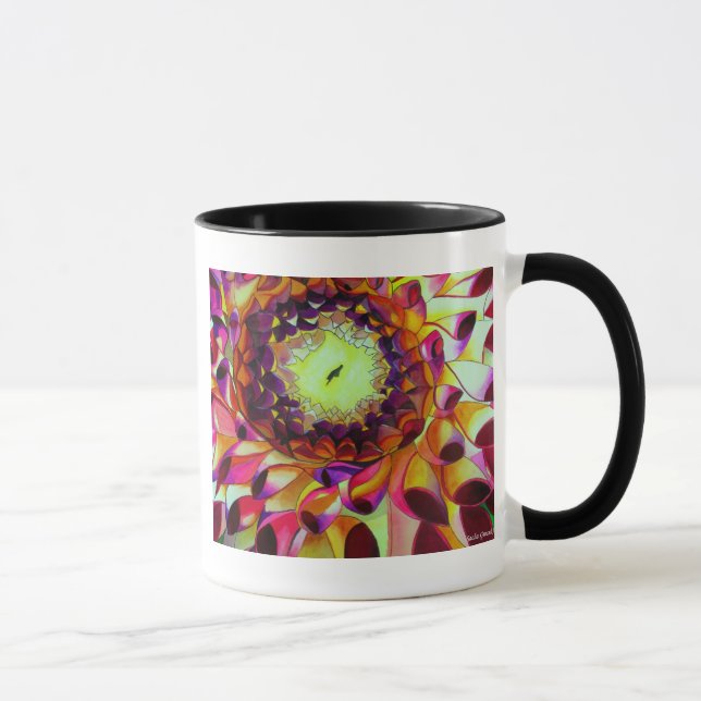 Purple Dahlia abstract original flower art Mug (Right)
