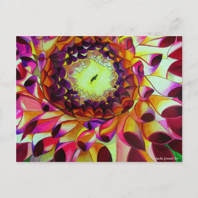 Purple Dahlia abstract original flower art Postcard (Front)