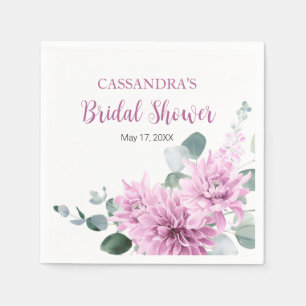 Purple Dahlia Eucalyptus Greenery Bridal Shower  Napkin