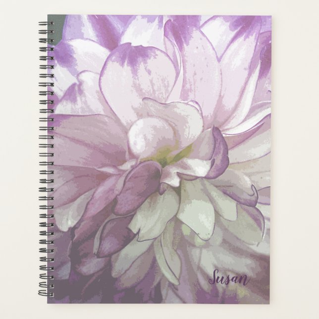 Purple Dahlia Floral Weekly/Monthly Planner (Front)